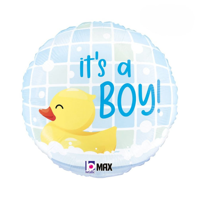 ABC18 Folienballon Ente "It's a Boy"  | Ø 46 cm Babyparty Dekoration