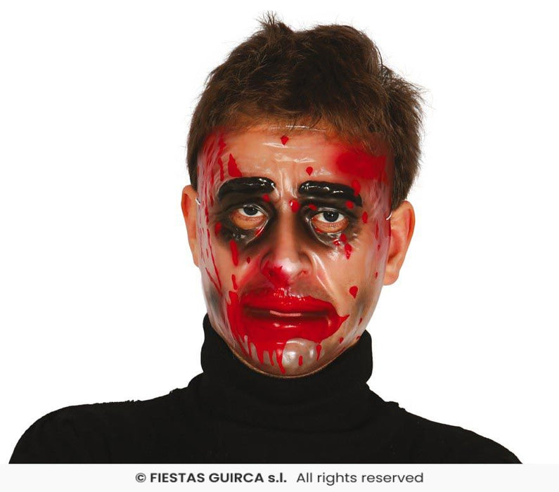 Maske Mann mit Blut transparent