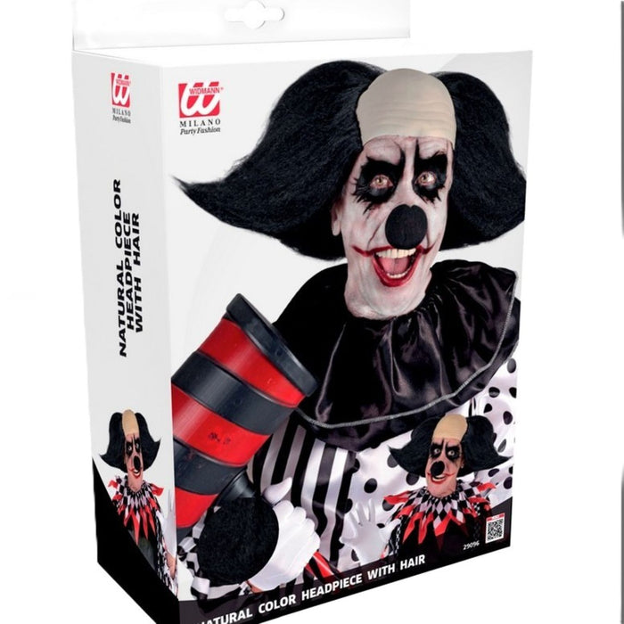 Herren Perücke "Killerclown mit Glatze und Haaren" | Schwarz