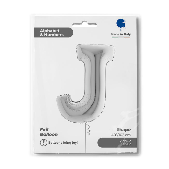 Riesenbuchstabe Folienballon 40"/102cm | Silber #J