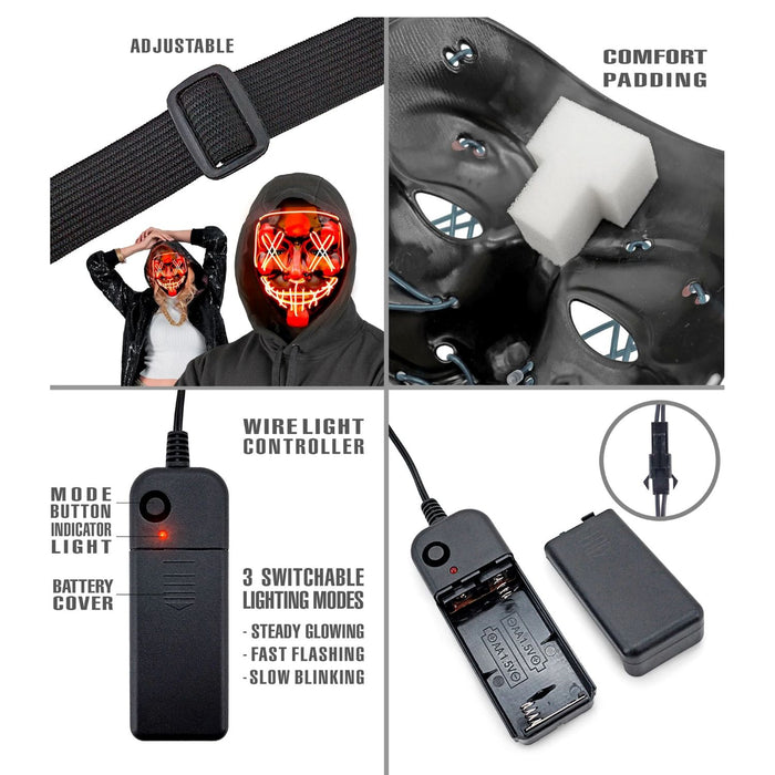 LED Maske mit Schnüren | Rot