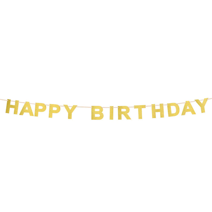 „Happy Birthday“ Buchstabengirlande 2,25 m | Gold