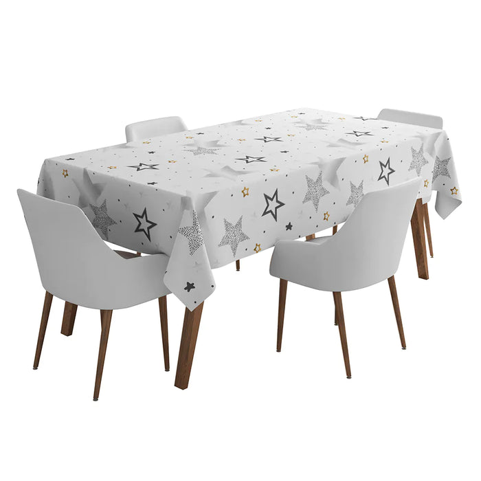 „Happy Birthday“ Tischdecke 120x180 cm Sterne | Silber
