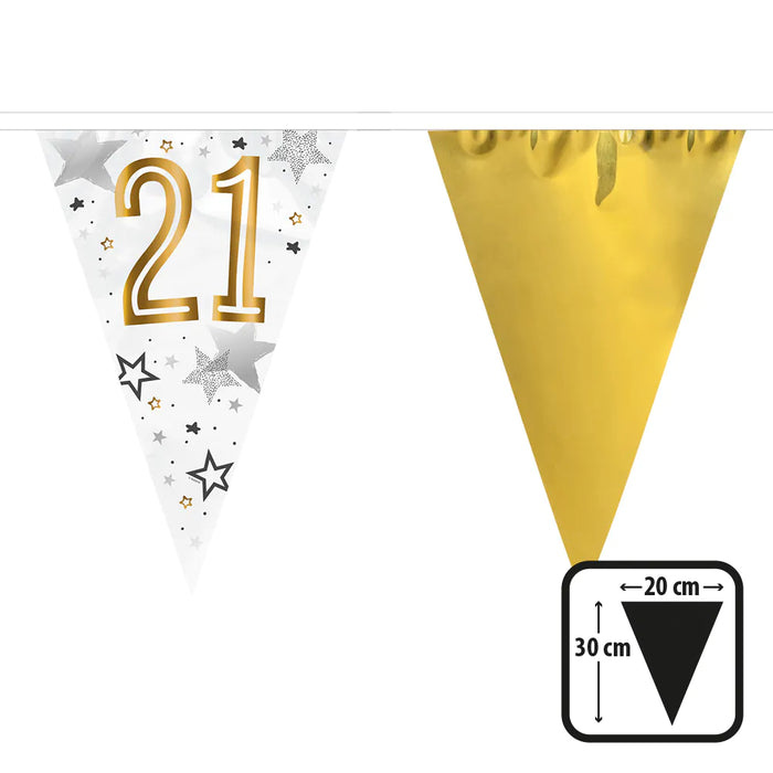 "Happy Birthday" Wimpelkette 30x20cm, 6m | Gold #21