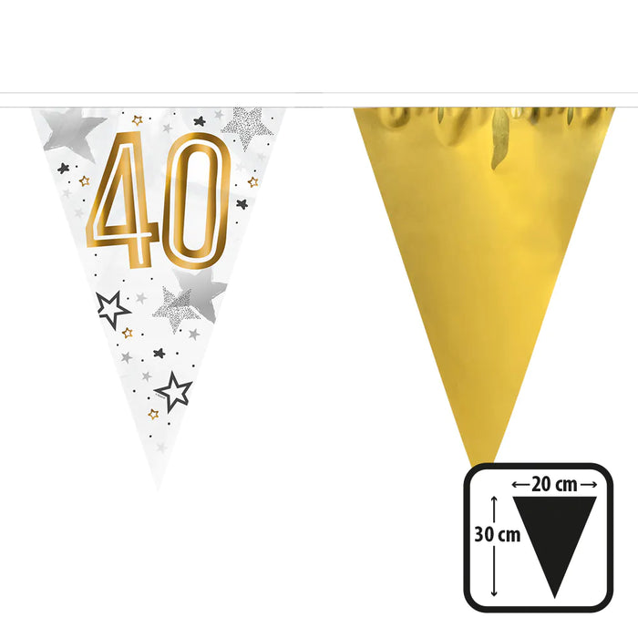 "Happy Birthday" Wimpelkette 30x20cm, 6m | Gold #40