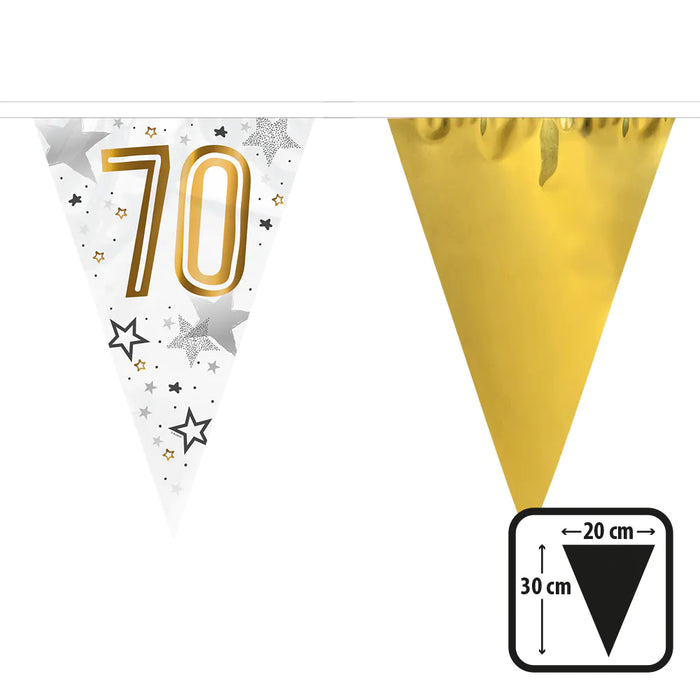 "Happy Birthday" Wimpelkette 30x20cm, 6m | Gold #70