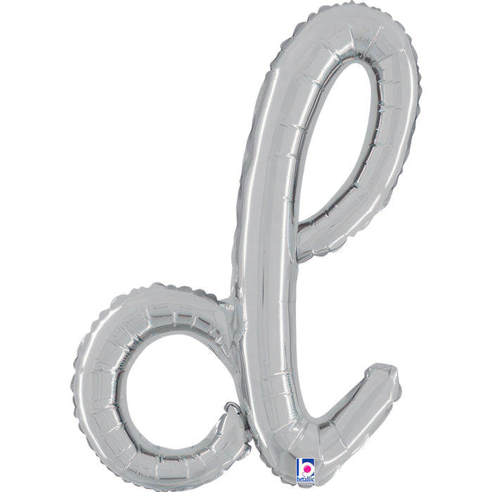 ABC14 Folienballon Buchstabe Skript Silber | D 61 cm