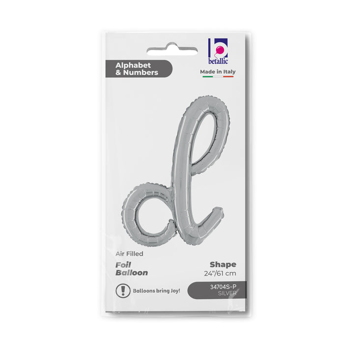 ABC14 Folienballon Buchstabe Skript Silber | D 61 cm