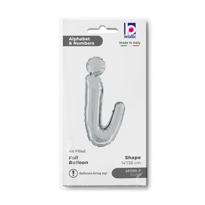 ABC14 Folienballon Buchstabe Skript Silber | I 36 cm