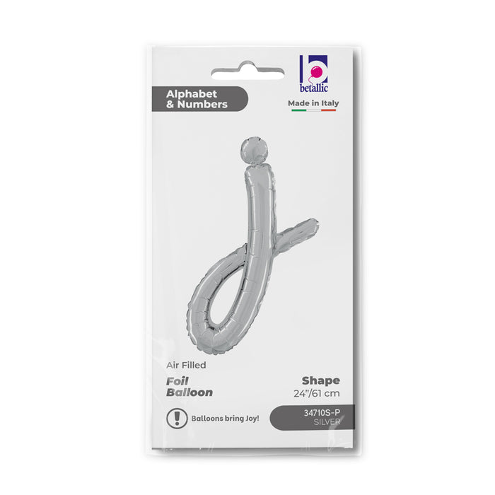 ABC14 Folienballon Buchstabe Skript Silber | J 61 cm