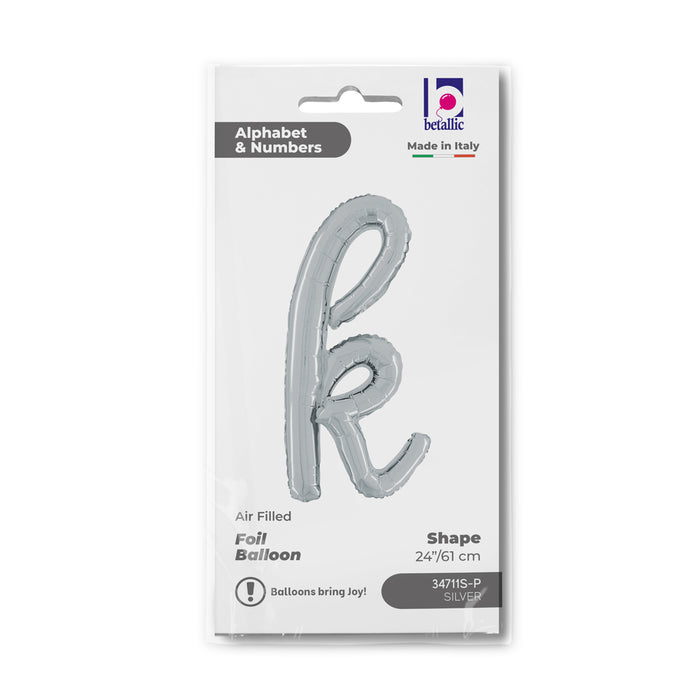 ABC14 Folienballon Buchstabe Skript Silber | K 61 cm