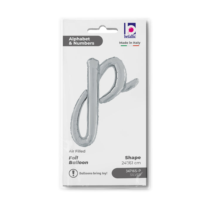 ABC14 Folienballon Buchstabe Skript Silber | P 61 cm
