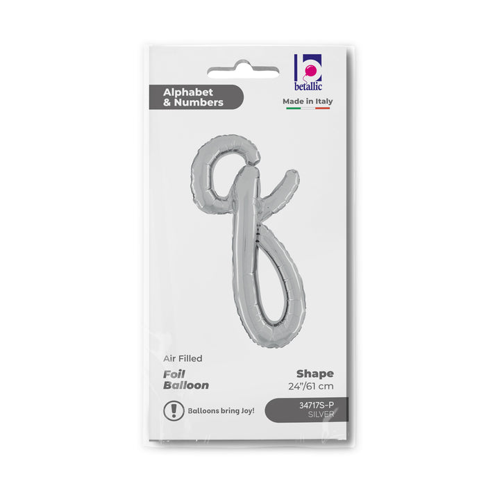 ABC14 Folienballon Buchstabe Skript Silber | Q 61 cm