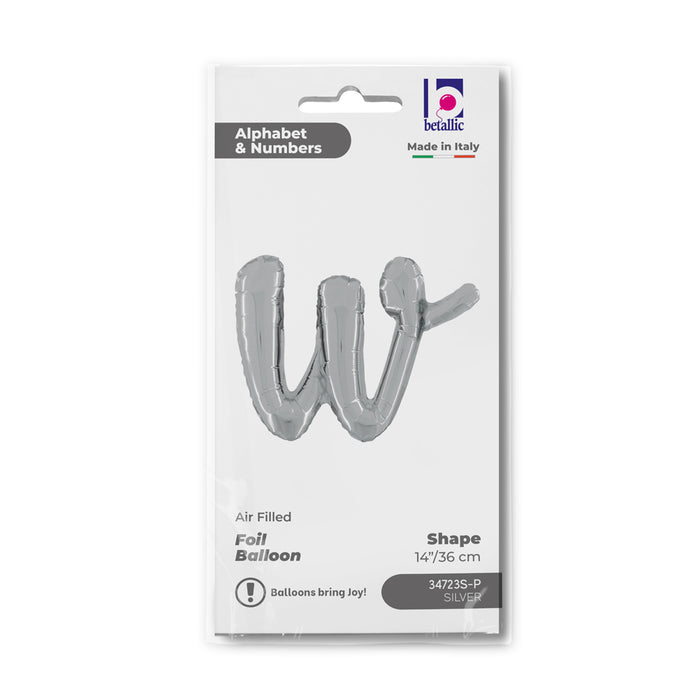 ABC14 Folienballon Buchstabe Skript Silber | W 36 cm