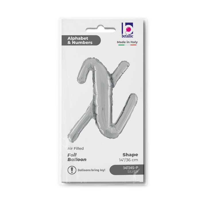 ABC14 Folienballon Buchstabe Skript Silber | X 36 cm