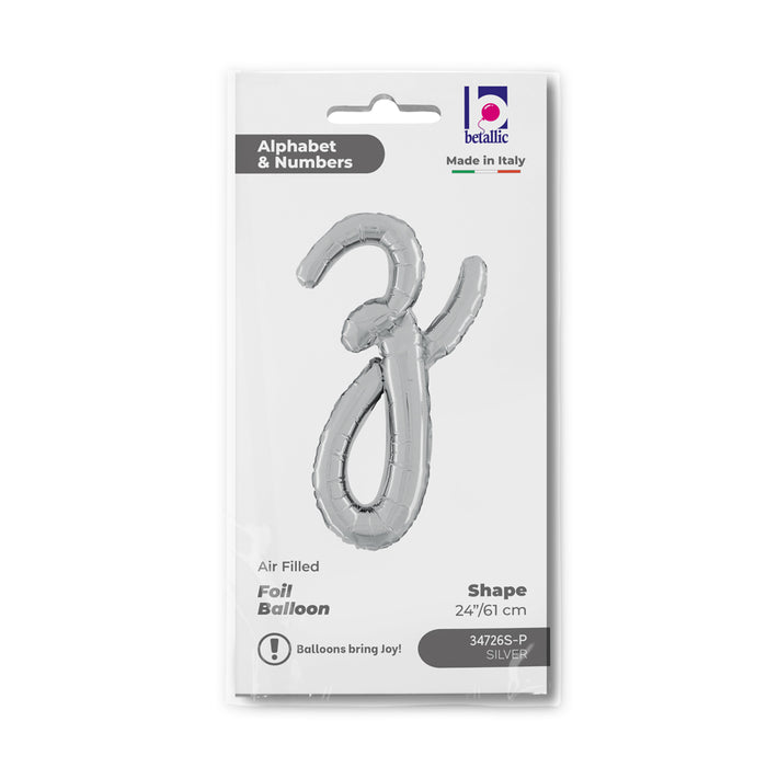 ABC14 Folienballon Buchstabe Skript Silber | Z 61 cm