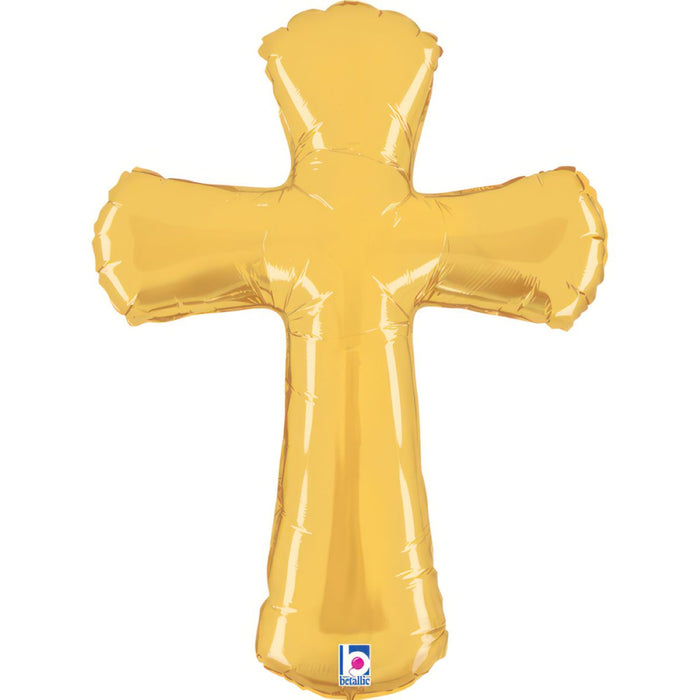 Shape Folienballon "Kreuz" Gold | 112 cm