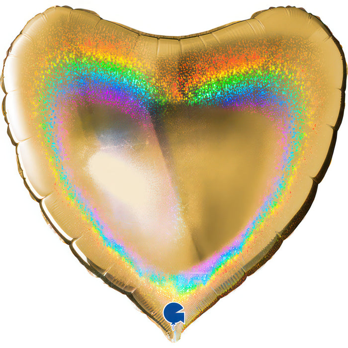 ABC36 Uni Herz 91 cm ø | Glitter Holo Gold