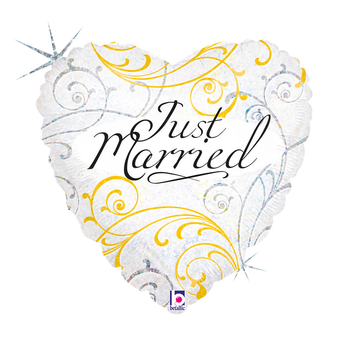 ABC18 Just Married Herz Holo Glitter 46 cm