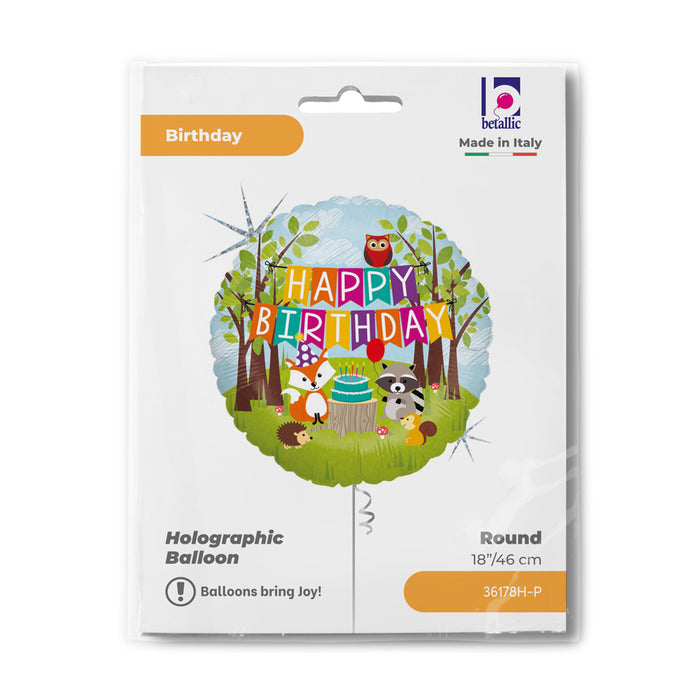 ABC18 Folienballon "Woodland Happy Birthday" | Ø 46 cm