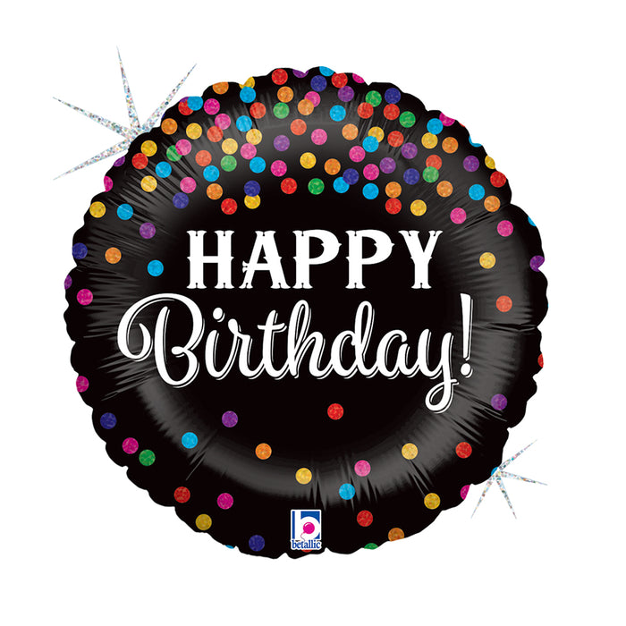 ABC18 Folienballon "Happy Birthday" Glitter Konfetti | Ø 46 cm