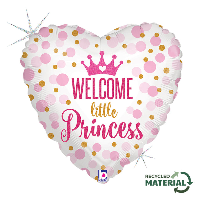 ABC18 Herz Folienballon "Welcome little Princess" Holo | Ø 46 cm