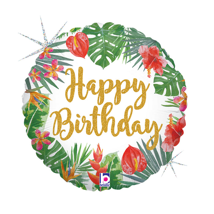ABC18 Folienballon "Happy Birthday Tropical" | Ø 46 cm