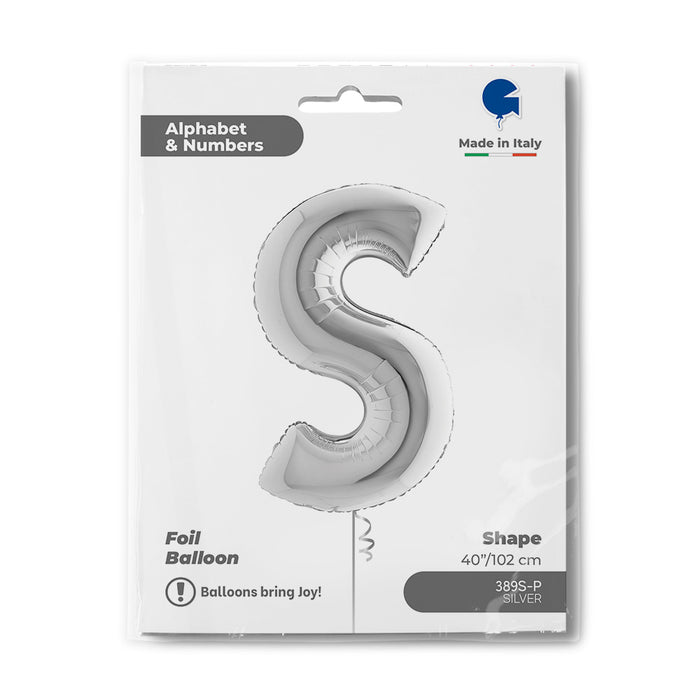 Riesenbuchstabe Folienballon 40"/102cm | Silber #S