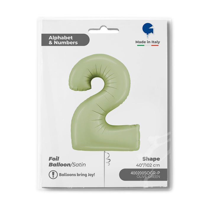 Riesenzahl Folienballon 40"/102cm | Satin Olive #2