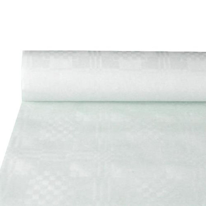 Tischdecke Papier Damastprägung 10x1,2m | Weiß