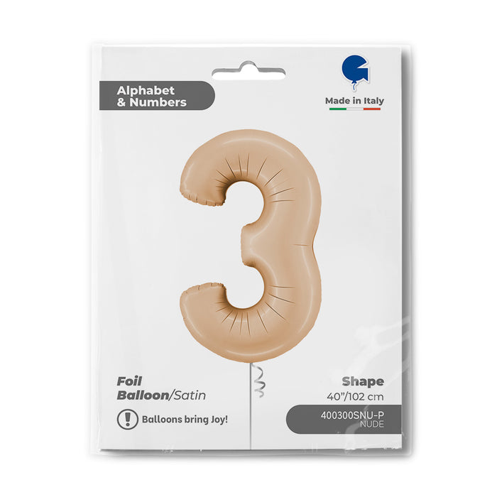 Riesenzahl Folienballon 40"/102cm | Satin Nude #3