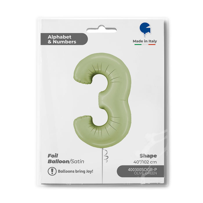Riesenzahl Folienballon 40"/102cm | Satin Olive #3