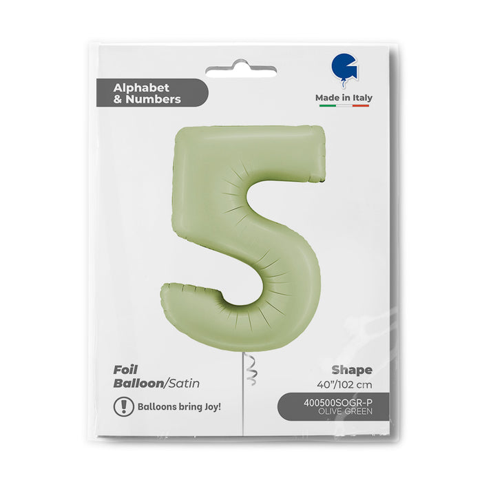 Riesenzahl Folienballon 40"/102cm | Satin Olive #5