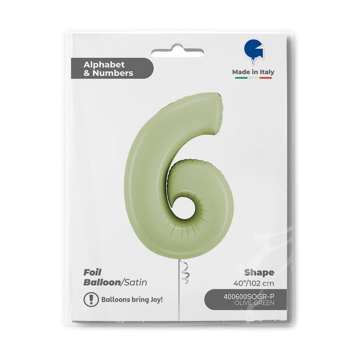 Riesenzahl Folienballon 40"/102cm | Satin Olive #6