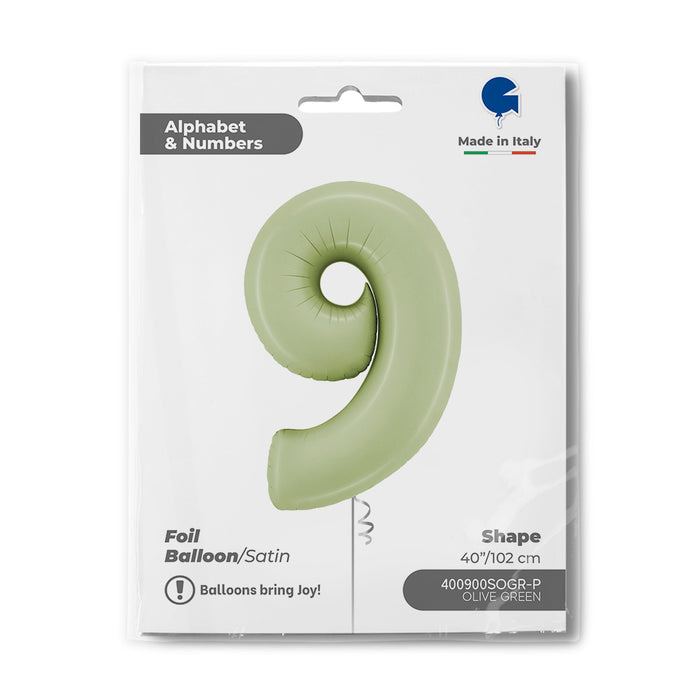 Riesenzahl Folienballon 40"/102cm | Satin Olive #9