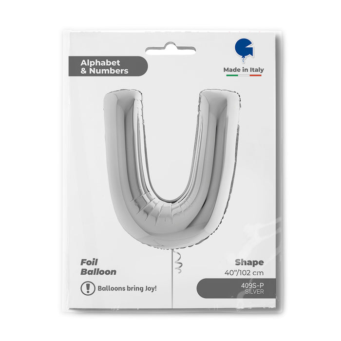 Riesenbuchstabe Folienballon 40"/102cm | Silber #U