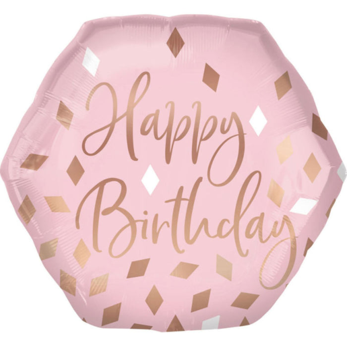 30" Shape Folienballon "Happy Birthday Blush " | 58x55cm