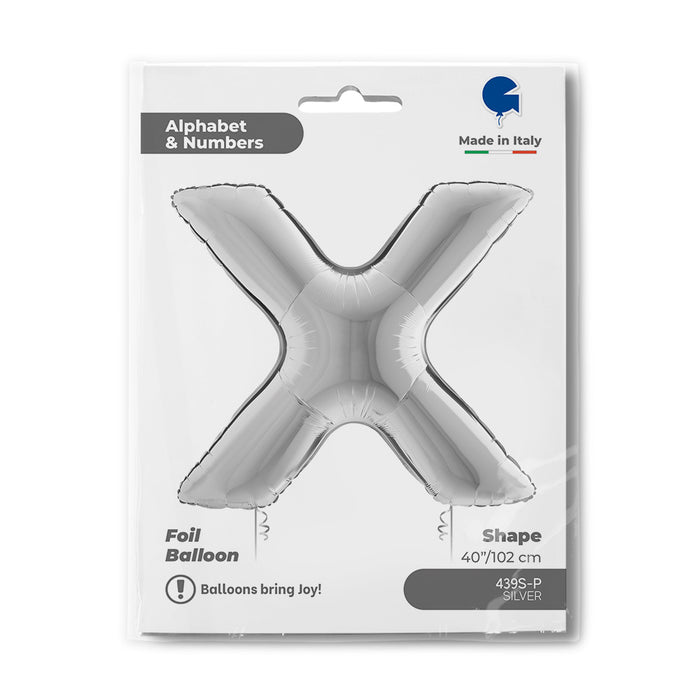Riesenbuchstabe Folienballon 40"/102cm | Silber #X