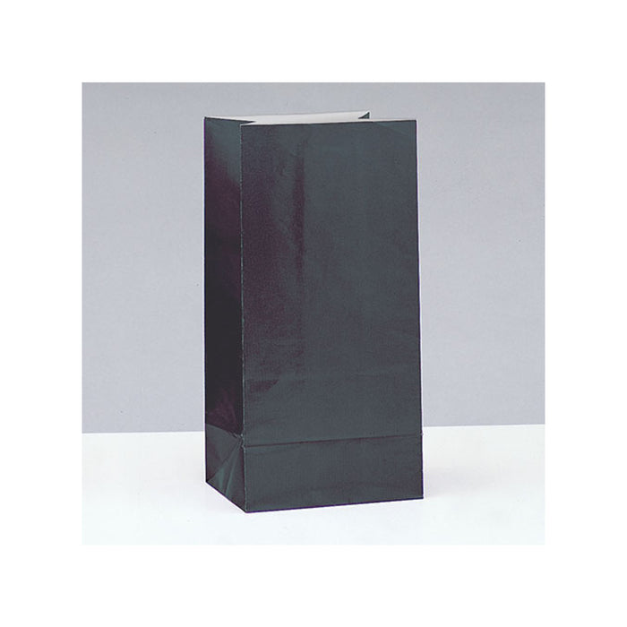 Tüte Papier Uni 25x12x9cm, 12Stk. Schwarz