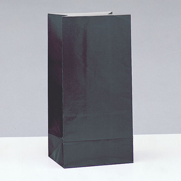 Tüte Papier Uni 25x12x9cm, 12Stk. Schwarz