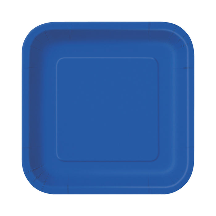 Pappteller Uni Quadratisch 18cm/16St. Royalblau