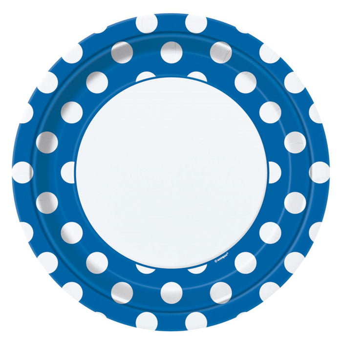 Pappteller Dots 8Stk./23cmØ Blau