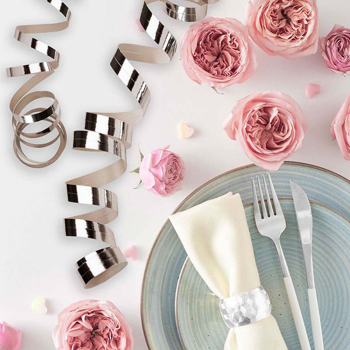 Luftschlangen "Metallic" 4m / 3 Rollen | Silber