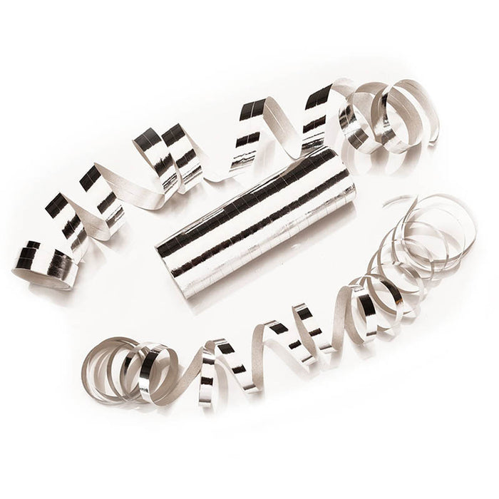 Luftschlangen "Metallic" 4m / 3 Rollen | Silber