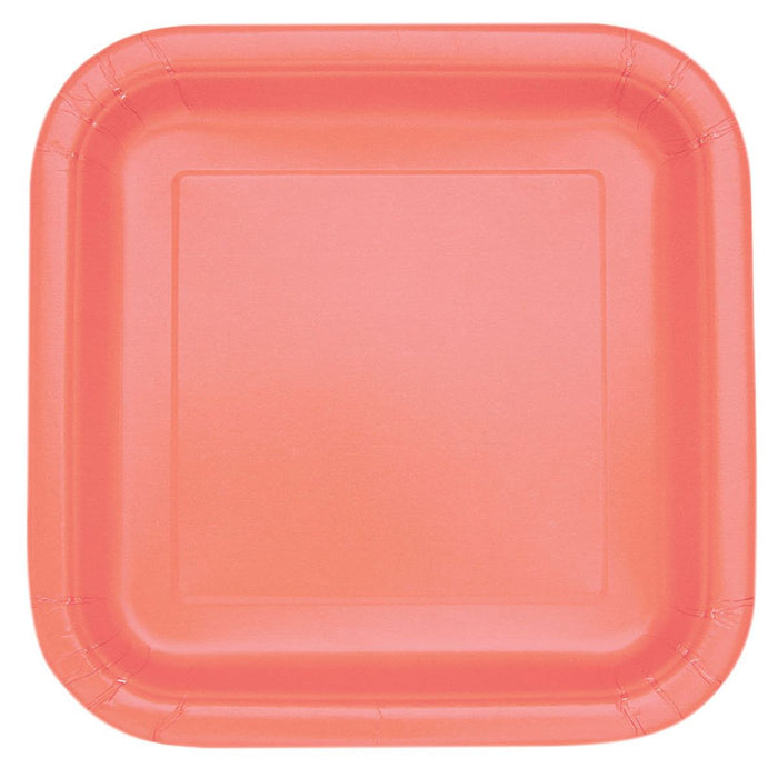 Pappteller Uni Quadratisch 23cm/14Stk. Koralle