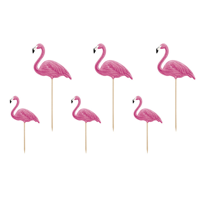 Tortendeko "Aloha Flamingos" 15-23cm/6Stk.