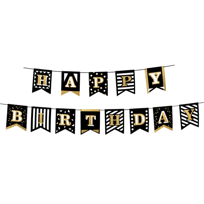 "Party time" Girlande Happy Birthday 2x2 m | Gold