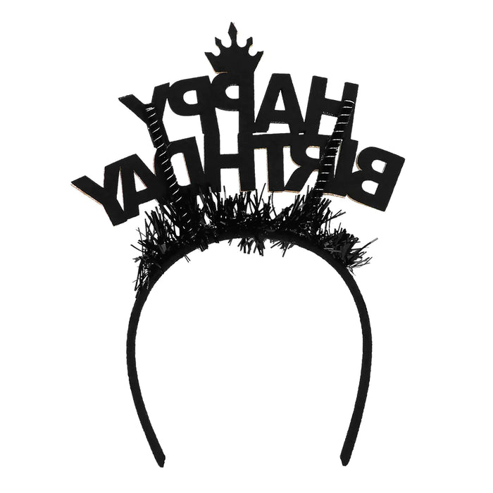Happy Birthday Haarreif Diadem | Gold Schwarz
