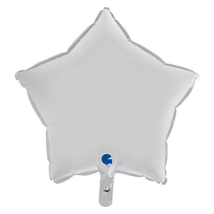 ABC18 Stern Folienballon Uni | Ø 46 cm Weià Satin