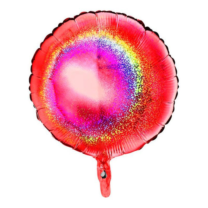 Uni Folienballon Rund 18"/46cmØ (unverpackt) | Holo Glitter Rot